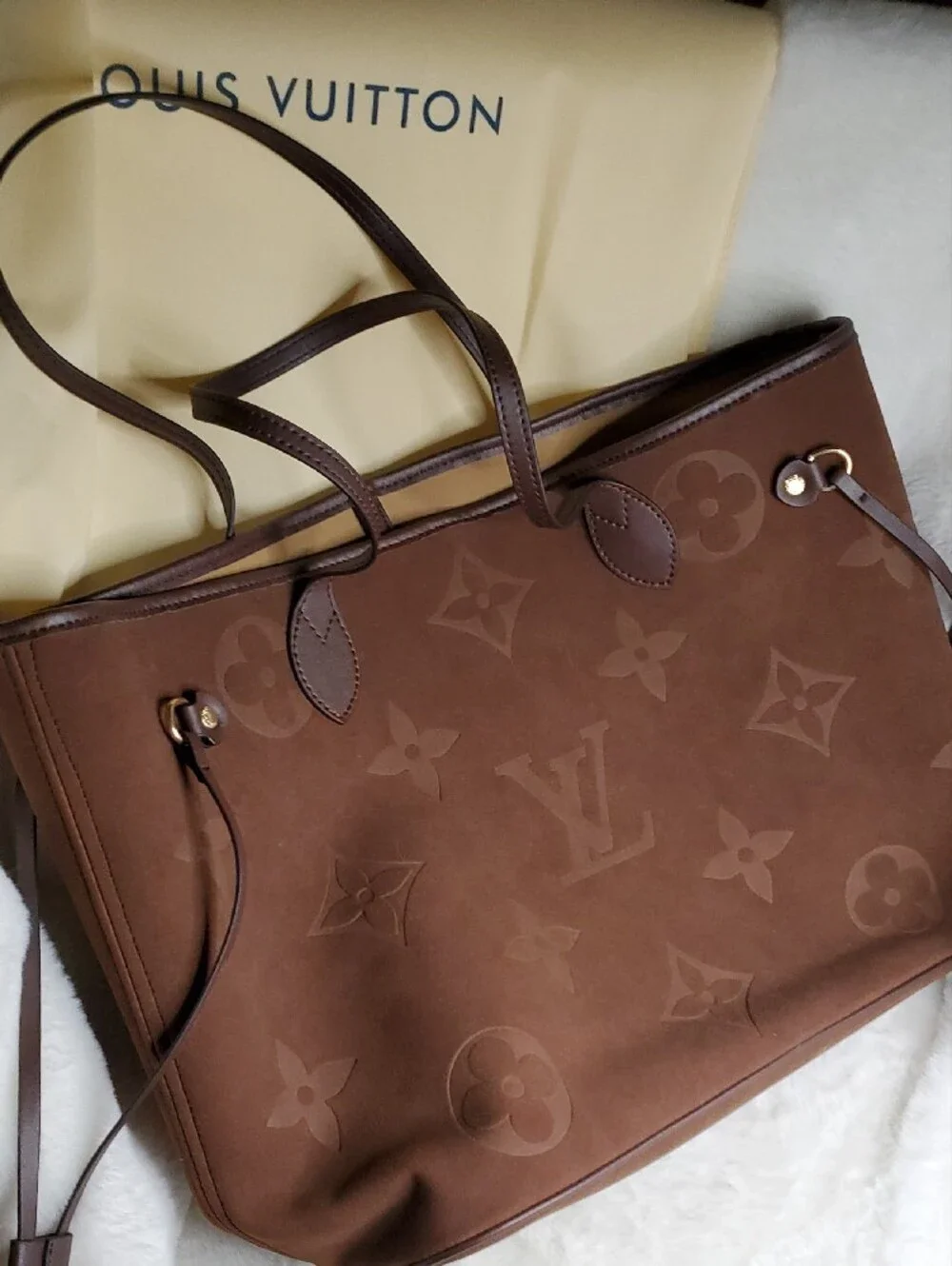 LV Brown Monogram Suede Tote